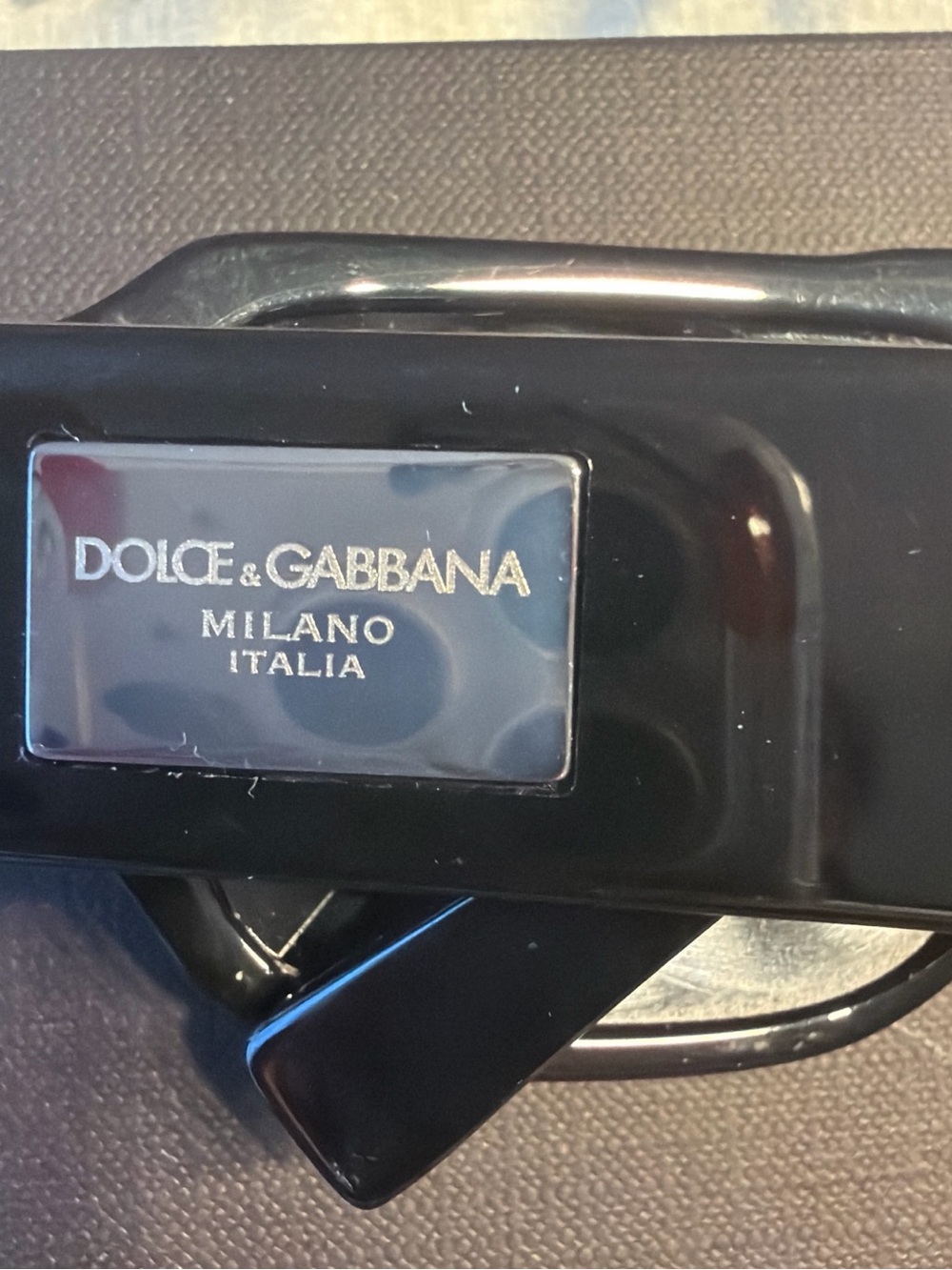 Dolce & Gabbana Black Gloss Logo Plaque Belt